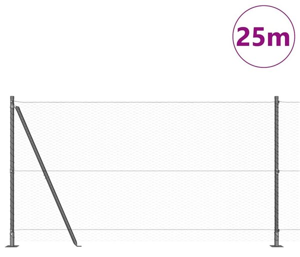 VidaXL Hatszögletű kerítés beton alappal 25 x 1,2 m PVC-bevonatos acél