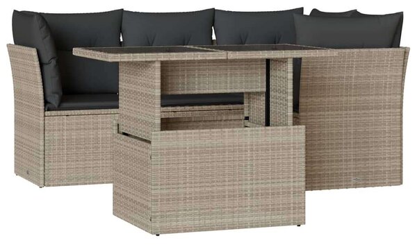 VidaXL Polyrattan Kerti Ülőgarnitúra - 5 részes - Világosszürke