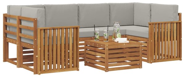 VidaXL Kültéri kanapé szett 7 pcs Természetes és Világosszürke