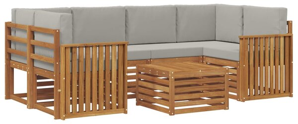 VidaXL Kültéri kanapé szett 7 pcs Természetes és Világosszürke