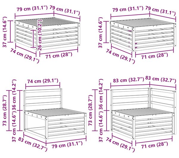 VidaXL Ülőgarnitúrák 8 pcs Természetes Tömör Akácfa