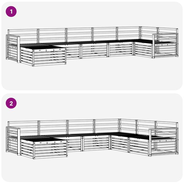 VidaXL Kültéri kanapé szett 7 pcs Természetes