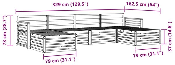 VidaXL Ülőgarnitúrák 6 pcs Természetes Tömör Akácfa