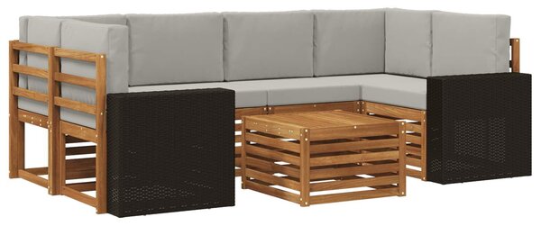 VidaXL Kültéri kanapé szett 7 pcs Természetes és Világosszürke