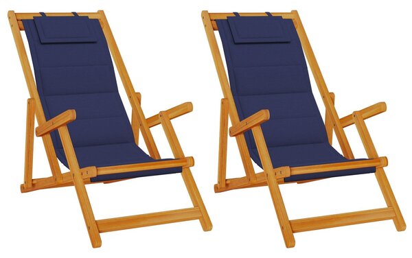 VidaXL Tengerparti szék párnával 2 pcs Barna Tömör Akácfa
