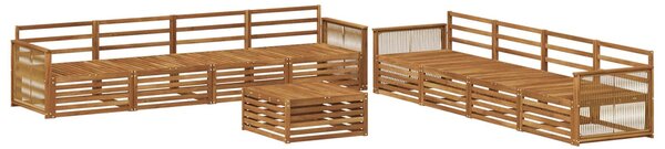 VidaXL Kültéri kanapé szett 9 pcs Természetes Tömör Akácfa