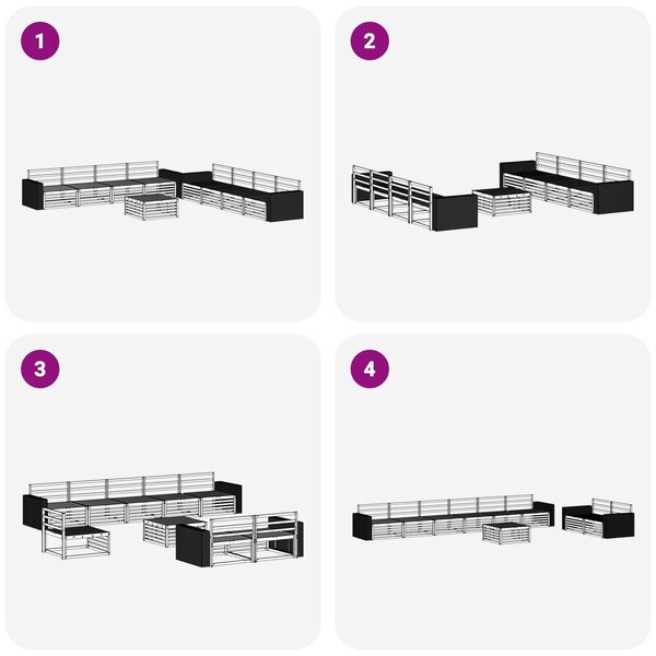VidaXL Kültéri kanapé szett 9 pcs Természetes Tömör akácfa