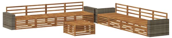 VidaXL Kültéri kanapé szett 9 pcs Természetes Tömör akácfa