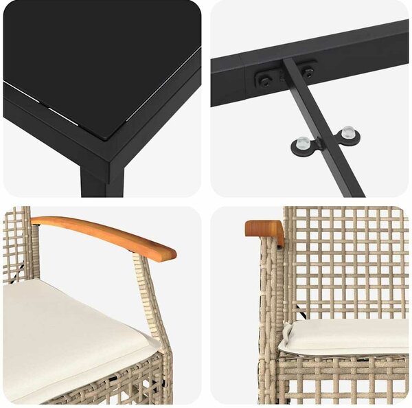VidaXL Kert étkező szett 5 pcs Bézs polirattan