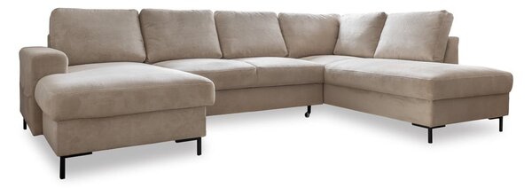 Bézs kordbársony kinyitható sarokkanapé (jobb oldali) Lofty Lilly – Miuform