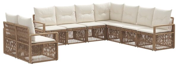 VidaXL Kerti Kanapé Szett 9 pcs Bézs polirattan