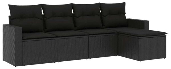 VidaXL 5 részes Polyrattan Kerti Kanapé Szett - Fekete