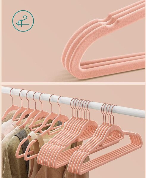 Bársonyos vállfák 30 darabos, csúszásmentes ruhaakasztó Rose Gold színű