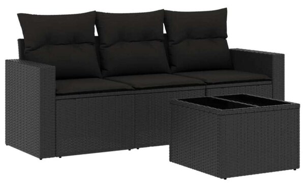 VidaXL Polyrattan Kerti Ülőgarnitúra - 4 részes - Fekete
