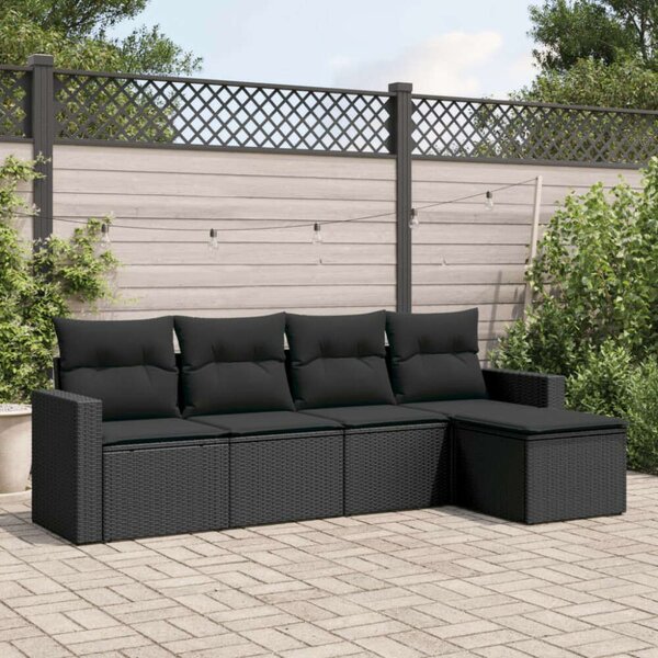 VidaXL 5 részes Polyrattan Kerti Kanapé Szett - Fekete