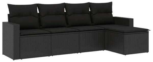 VidaXL 5 részes Polyrattan Kerti Kanapé Szett - Fekete