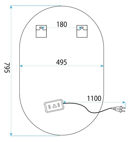 LED Tükör 50x80cm S027