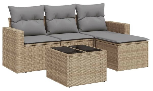 VidaXL Polyrattan Kerti Ülőgarnitúra - 5 részes - Bézs