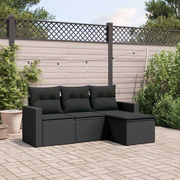 VidaXL Polyrattan Kerti Ülőgarnitúra - 4 részes - Fekete