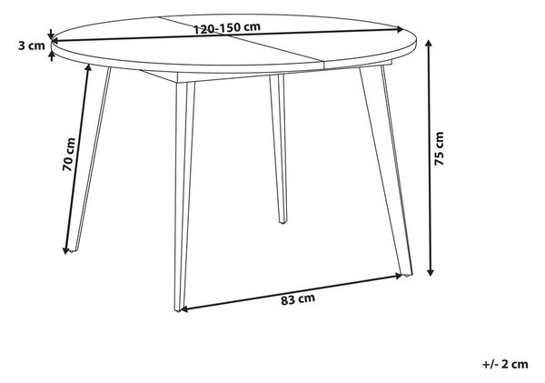 Kihúzható étkezőasztal BOVINA Sötétbarna 120/150 cm 120 cm