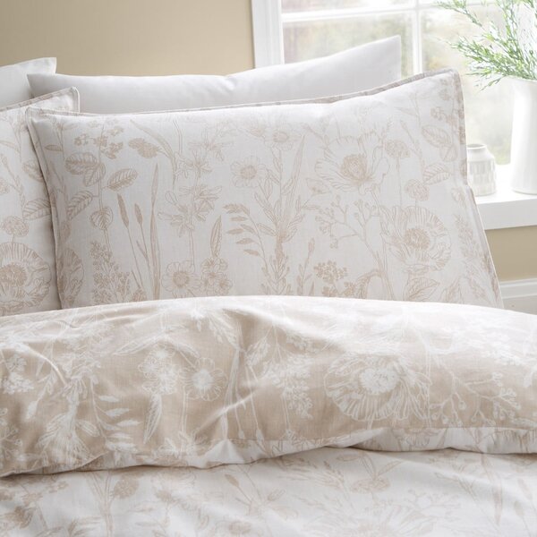 Bézs egyszemélyes flanel ágyneműhuzat 135x200 cm Floral Toile – Bianca