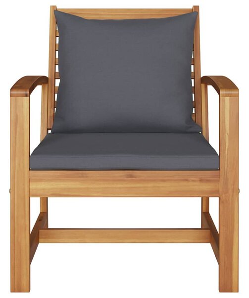 VidaXL Szék 2 pcs Barna és sötétszürke 65 x 60 x 76,5 cm Tömör Teakfa