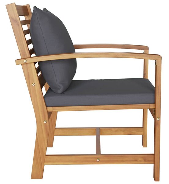 VidaXL Szék 2 pcs Barna és sötétszürke 65 x 60 x 76,5 cm Tömör Teakfa