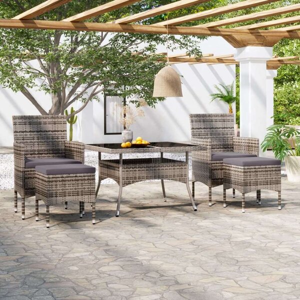 VidaXL Polyrattan Kerti Étkezőgarnitúra - 5 részes, Szürke