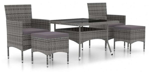 VidaXL Polyrattan Kerti Étkezőgarnitúra - 5 részes, Szürke