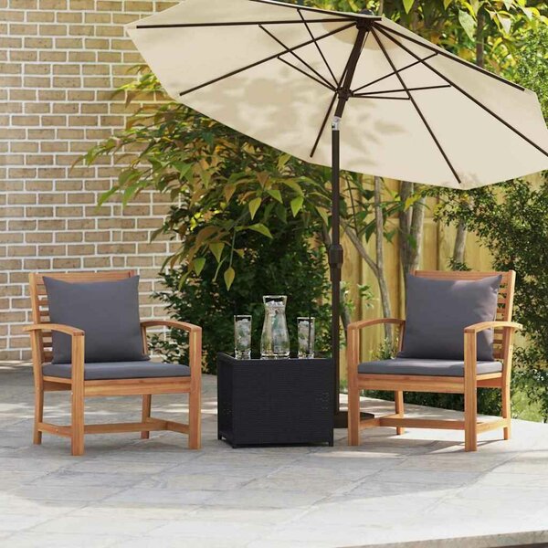 VidaXL Szék 2 pcs Barna és sötétszürke 65 x 60 x 76,5 cm Tömör Teakfa