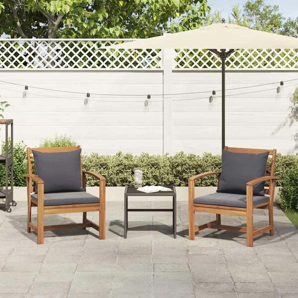 VidaXL Szék 2 pcs Barna és sötétszürke 65 x 60 x 76,5 cm Tömör Teakfa
