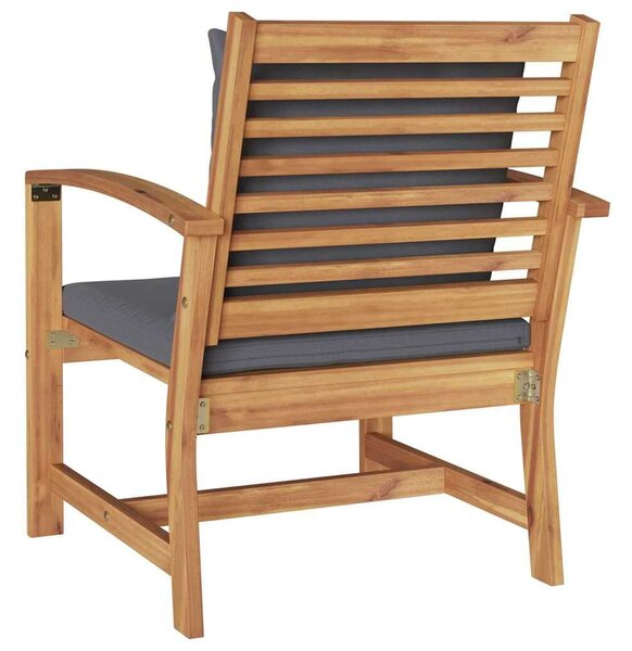 VidaXL Szék 2 pcs Barna és sötétszürke 65 x 60 x 76,5 cm Tömör Teakfa