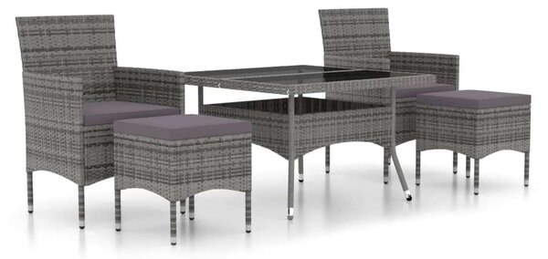 VidaXL Polyrattan Kerti Étkezőgarnitúra - 5 részes, Szürke