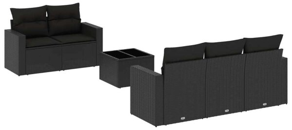 VidaXL Polyrattan Kerti Ülőgarnitúra - 6 részes - Fekete
