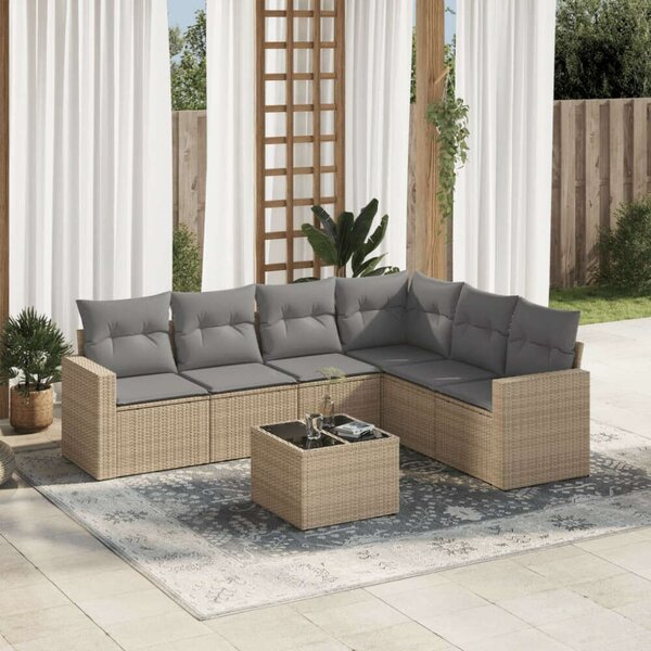VidaXL Polyrattan Kerti Ülőgarnitúra - 7 részes - Bézs