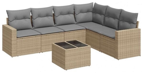 VidaXL Polyrattan Kerti Ülőgarnitúra - 7 részes - Bézs