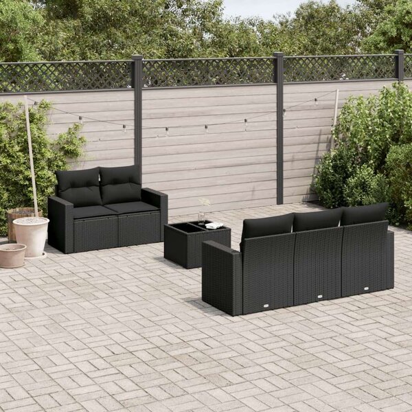 VidaXL Polyrattan Kerti Ülőgarnitúra - 6 részes - Fekete