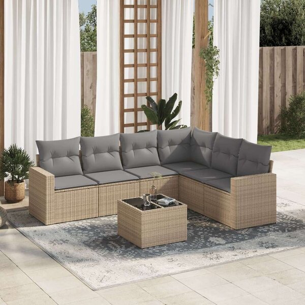 VidaXL Polyrattan Kerti Ülőgarnitúra - 7 részes - Bézs