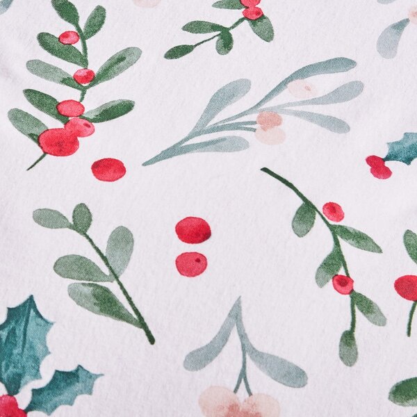 Fehér-zöld kétszemélyes flanel ágyneműhuzat 200x200 cm Holly and Mistletoe – Catherine Lansfield