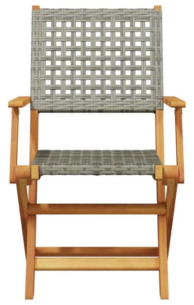 VidaXL 3 részes szürke polyrattan és tömör fa bisztrószett