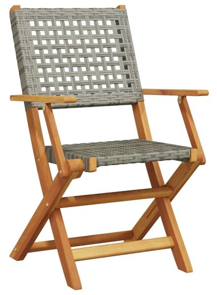 VidaXL 3 részes szürke polyrattan és tömör fa bisztrószett