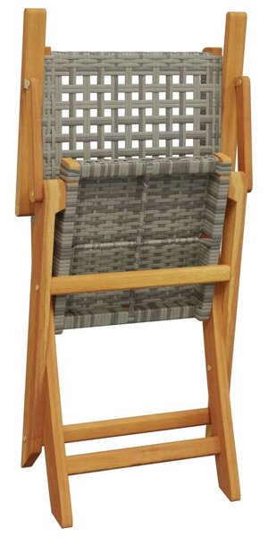 VidaXL 3 részes szürke polyrattan és tömör fa bisztrószett