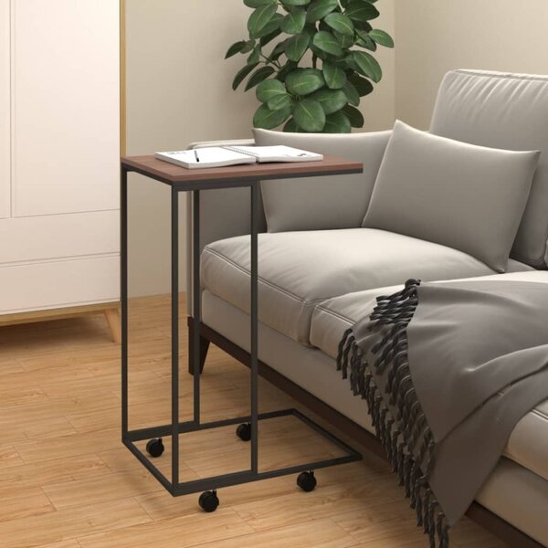 VidaXL fekete szerelt fa kisasztal kerekekkel 40 x 30 x 63,5 cm