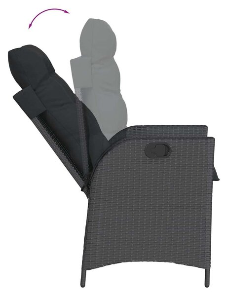 VidaXL - 9 Részes Kerti Étkezőgarnitúra - Polyrattan - Fekete