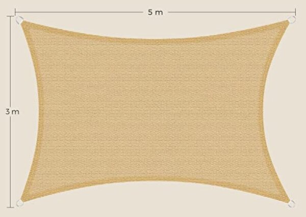 SONGMICS Napvitorla 3x5 m, homok sárga