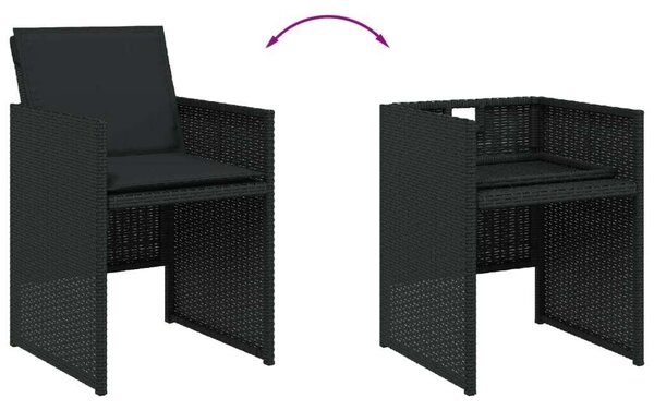 VidaXL - 15 Részes Kerti Étkezőgarnitúra - Polyrattan - Fekete