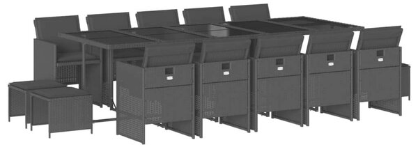 VidaXL - 15 Részes Kerti Étkezőgarnitúra - Polyrattan - Fekete