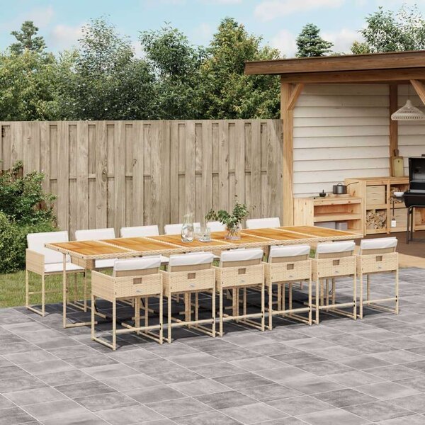 VidaXL 13 Fős Kerti Étkezőgarnitúra - Bézs Polyrattan