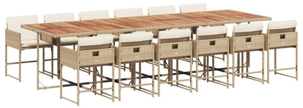 VidaXL 13 Fős Kerti Étkezőgarnitúra - Bézs Polyrattan