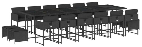 VidaXL Polyrattan Kerti Étkezőgarnitúra - 17 részes - Fekete